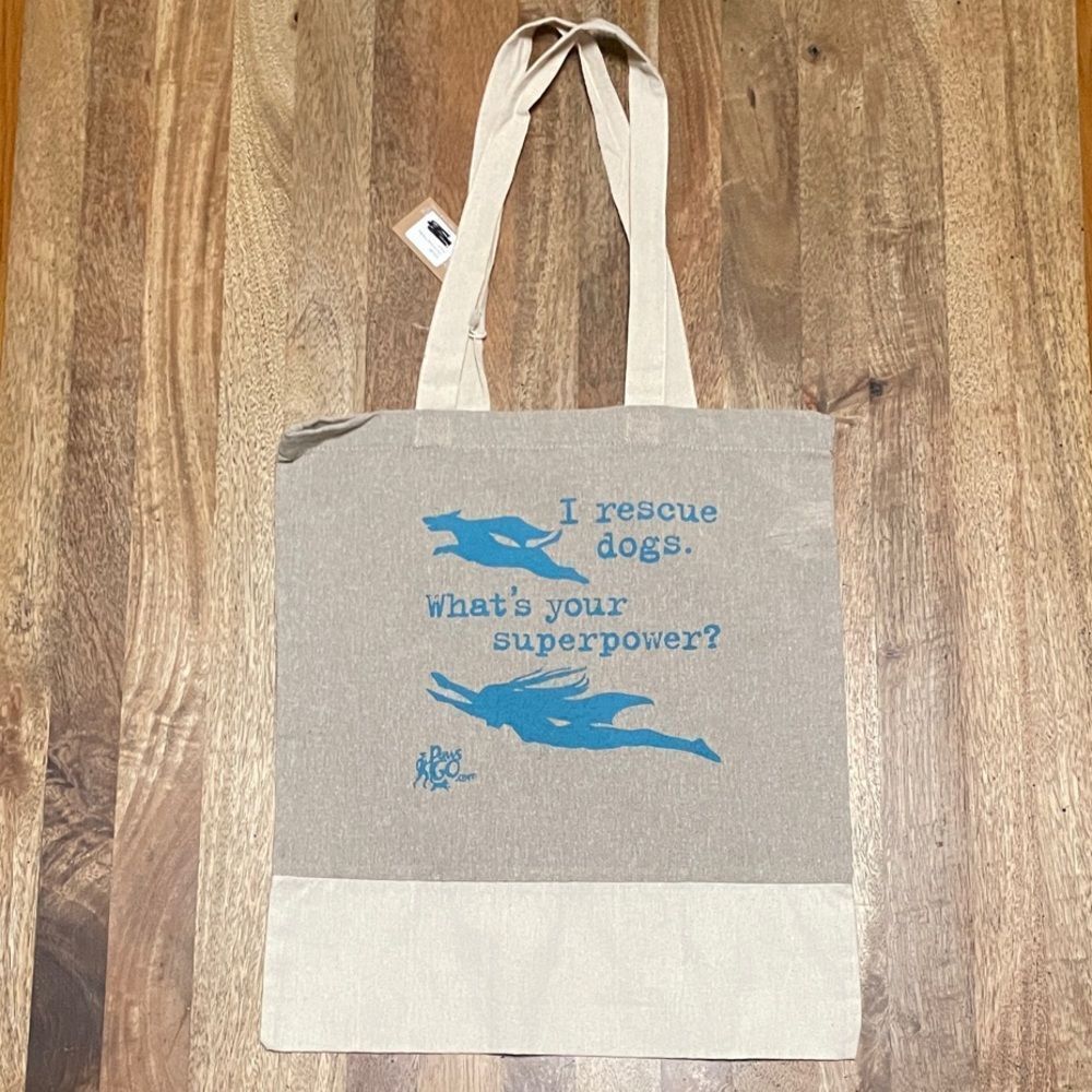 Dog Rescue Canvas Tote Bag with Blue Print